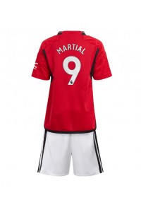 Fotbalové Dres Manchester United Anthony Martial #9 Dětské Domácí Oblečení 2023-24 Krátký Rukáv (+ trenýrky)